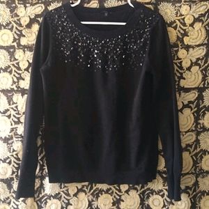 Express Beautiful Beaded Black Sweater size L